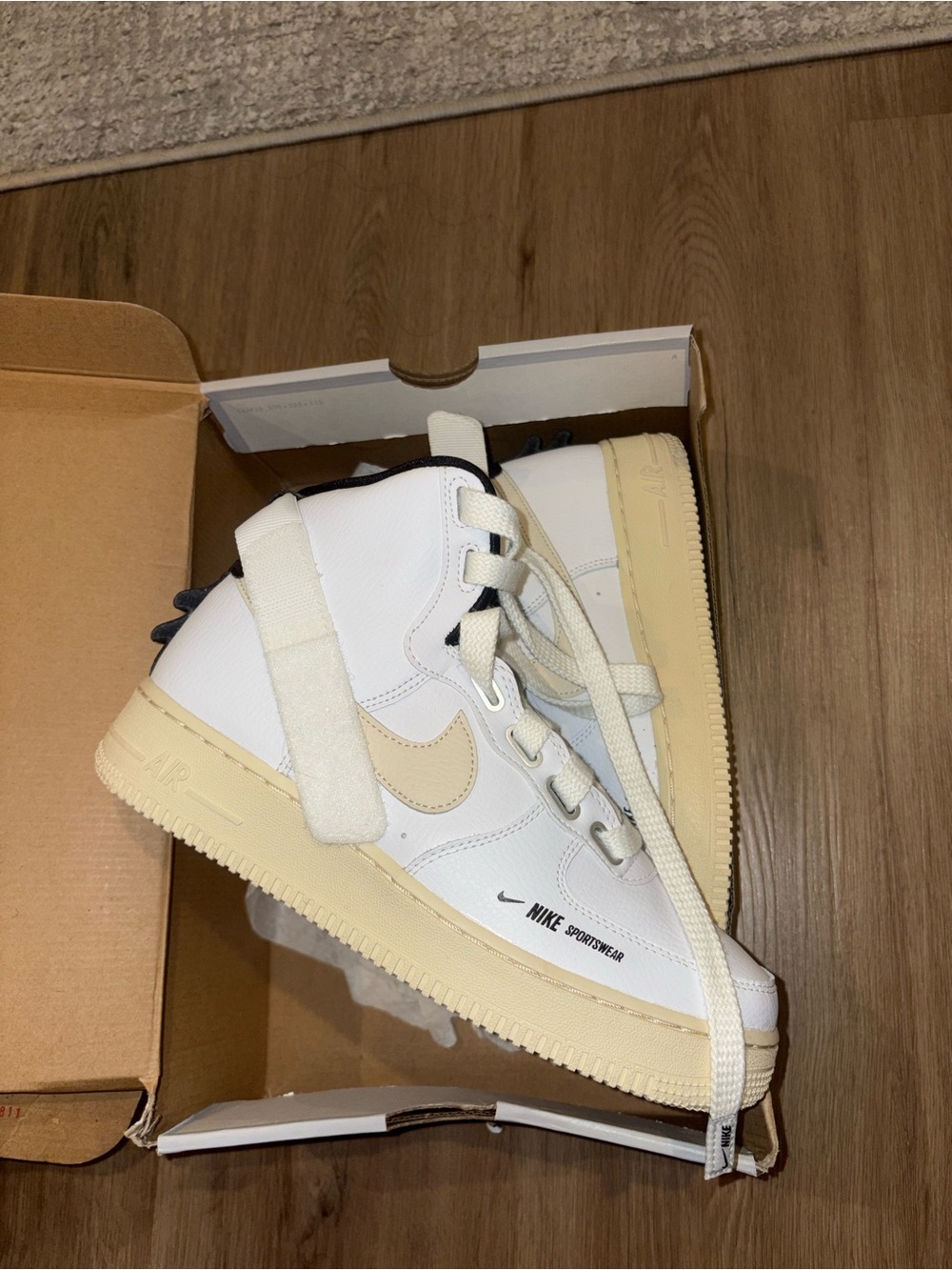 Nike Women's High-Top Sneakers in White and Beige